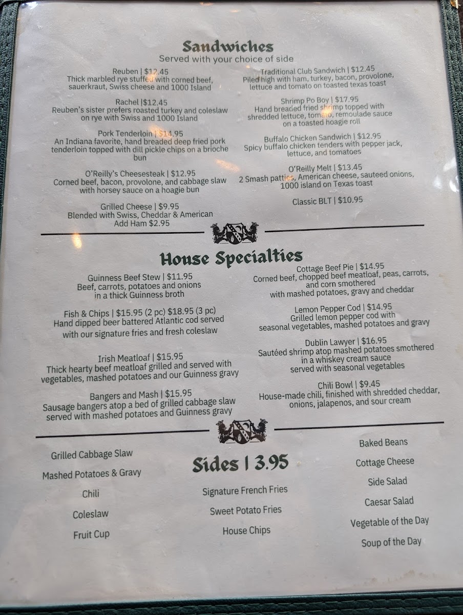 O'Reilly's Irish Pub & Restaurant Menu - Image 2